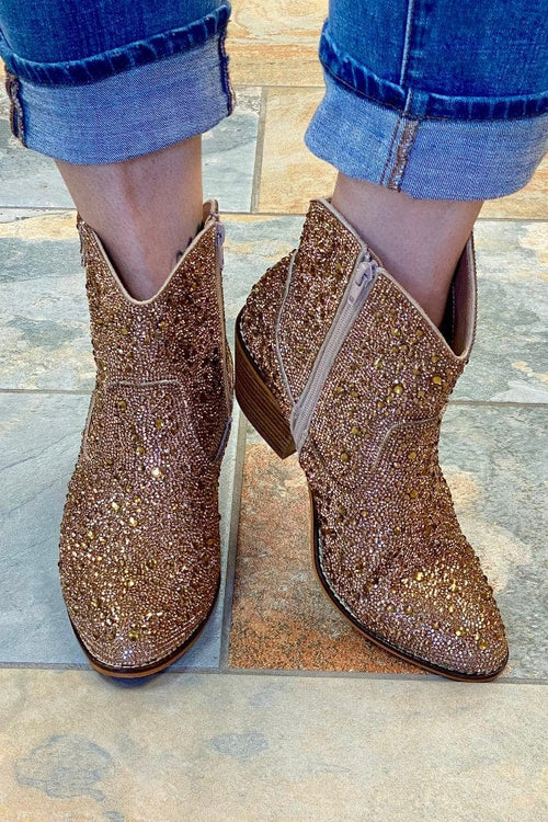 boots Corkys Shine Bright Ankle Boot in Gold Rhinestones 7 / Gold Corkys Footwear