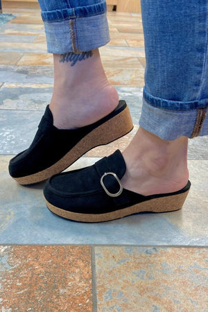 Wedge Corkys All Get Out Mules In Black Faux Suede 6 / Black Corkys Footwear