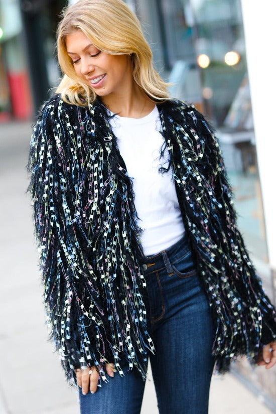 Fringe on sale knit jacket