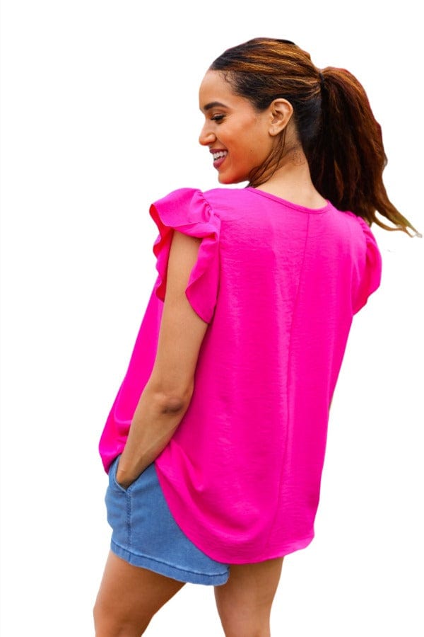 Top Summer Days Fuchsia Flutter Sleeve Top Haptics