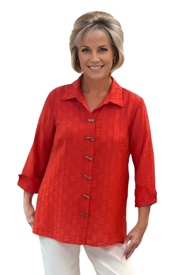 Shirt Multiples Allure Button Shirt in Paprika Multiples Clothing Co.