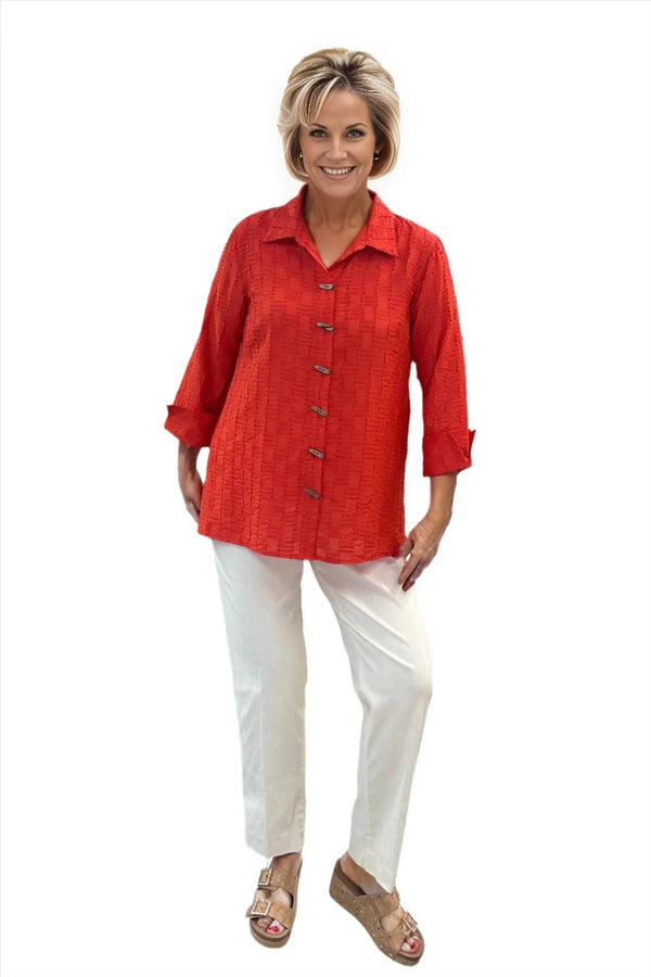 Shirt Multiples Allure Button Shirt in Paprika Multiples Clothing Co.