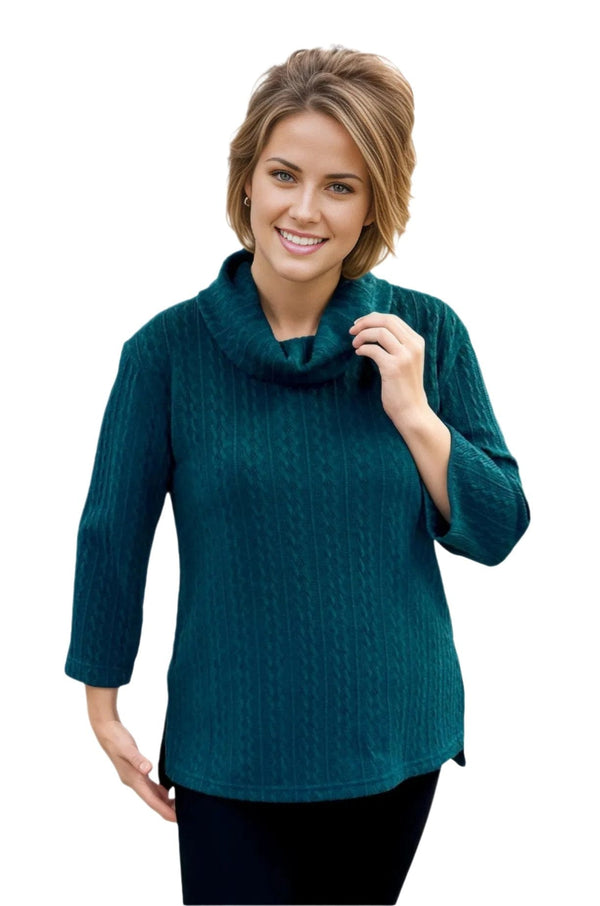 sweater Multiples Sweet Cowl Neck Sweater in Teal L / Teal Multiples Clothing Co.