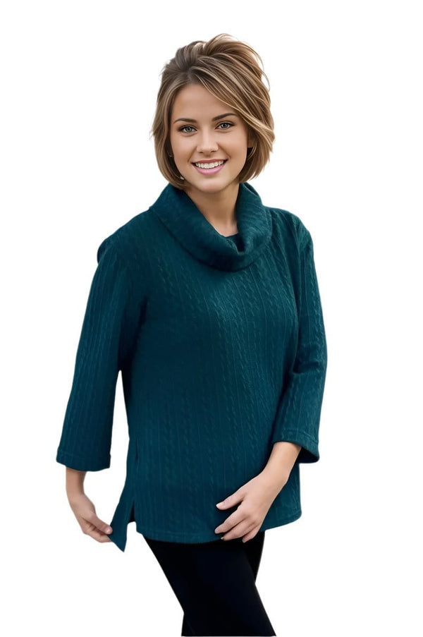 sweater Multiples Sweet Cowl Neck Sweater in Teal Multiples Clothing Co.