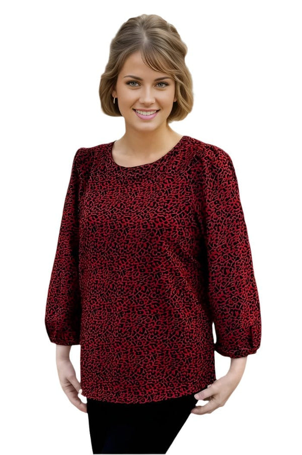 top Multiples Balloon Sleeve Top in Red and Black Multiples Clothing Co.