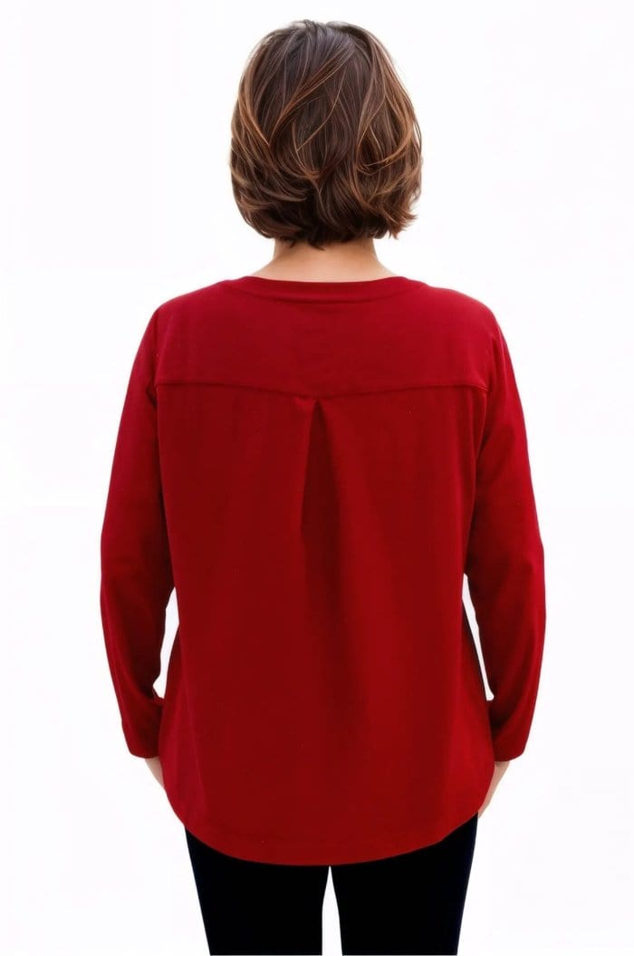 top Multiples Favorite Pullover Zipper Top in Red Multiples Clothing Co.