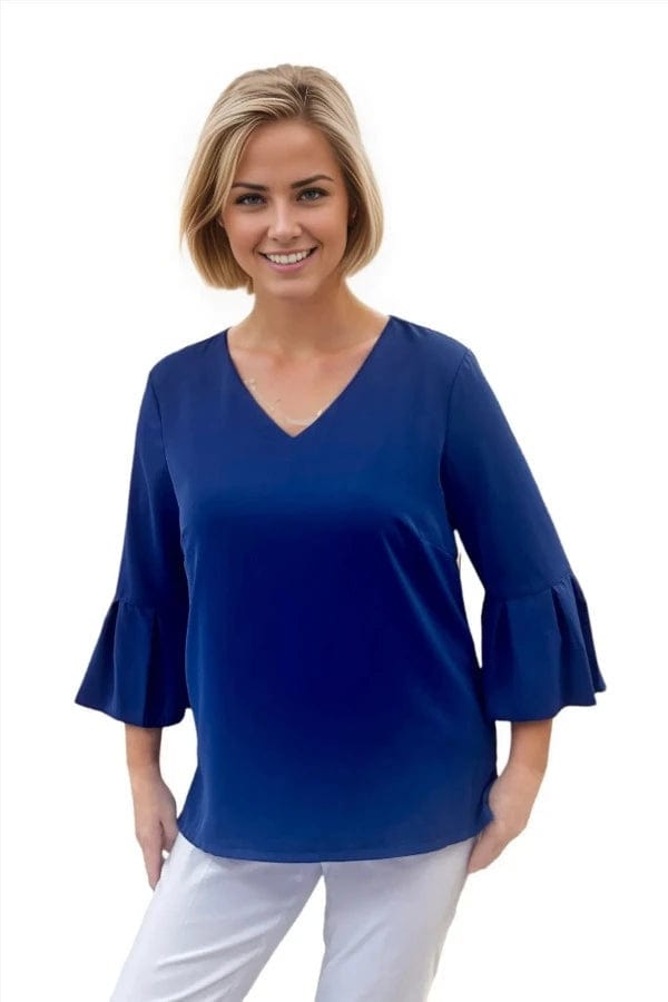 Tops Multiples Royalty Flounce Sleeve Top in Royal Blue Multiples Clothing Co.