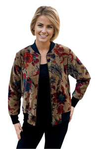 Jacket Parsley and Sage Darcey Floral Velvet Bomber Jacket Parsley & Sage