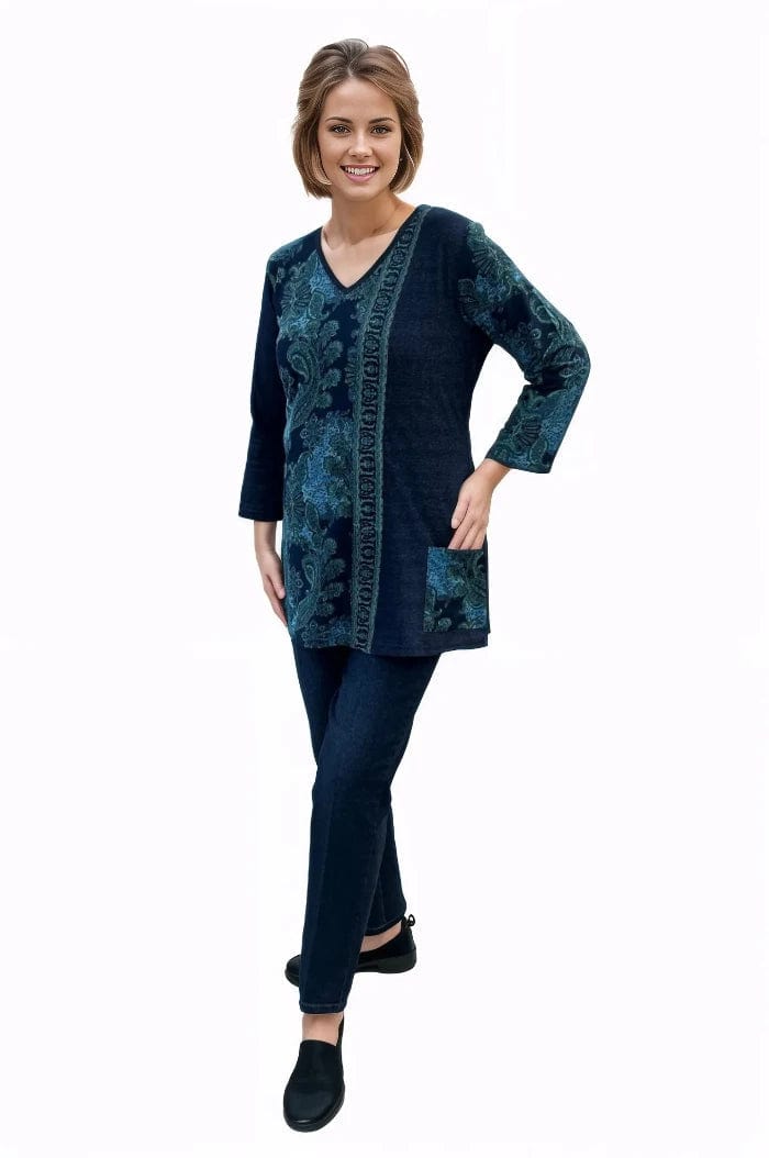 Top Parsley and Sage Effie Pullover Tunic in Navy Parsley & Sage