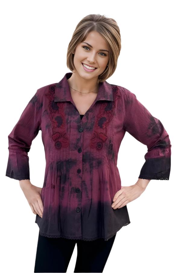 Top Parsley and Sage Rhonda Shirt In Burgundy S / Burgundy Parsley & Sage