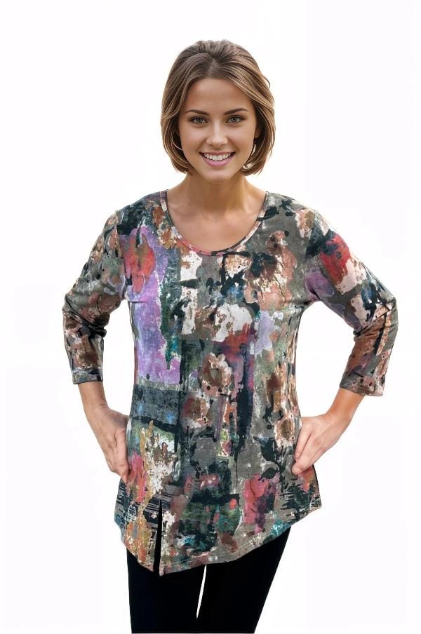 Top Parsley and Sage Bobbie Asymmetrical Pull Over Top S / Multi Parsley & Sage