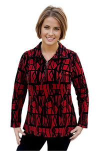 Tops Parsley and Sage Lara Zippered Top in Red and Black S / Red Parsley & Sage