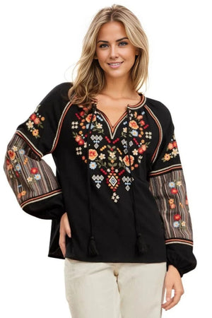 Tops Savanna Jane Harper Embroidered Top in Black S / Black Savanna Jane