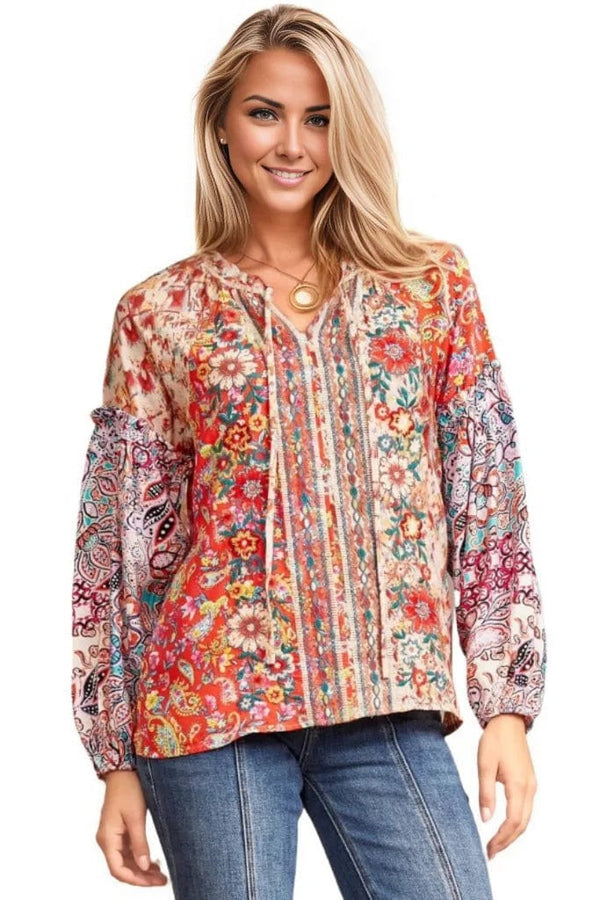 Tops Savanna Jane Luna Embroidered Top in Multi S / Red Multi Savanna Jane