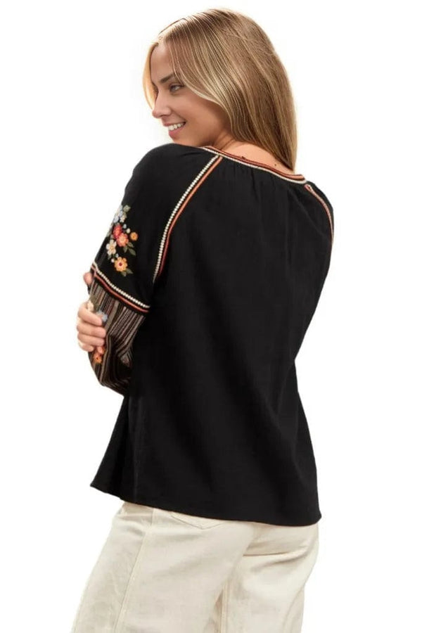 Tops Savanna Jane Harper Embroidered Top in Black Savanna Jane