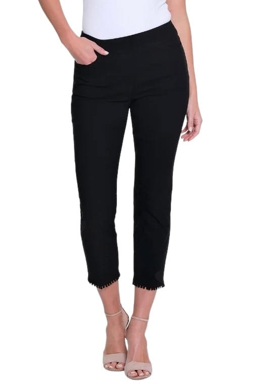 Jeans Slimsations Pom Pom Trim Cropped Pant in Black Slimsations