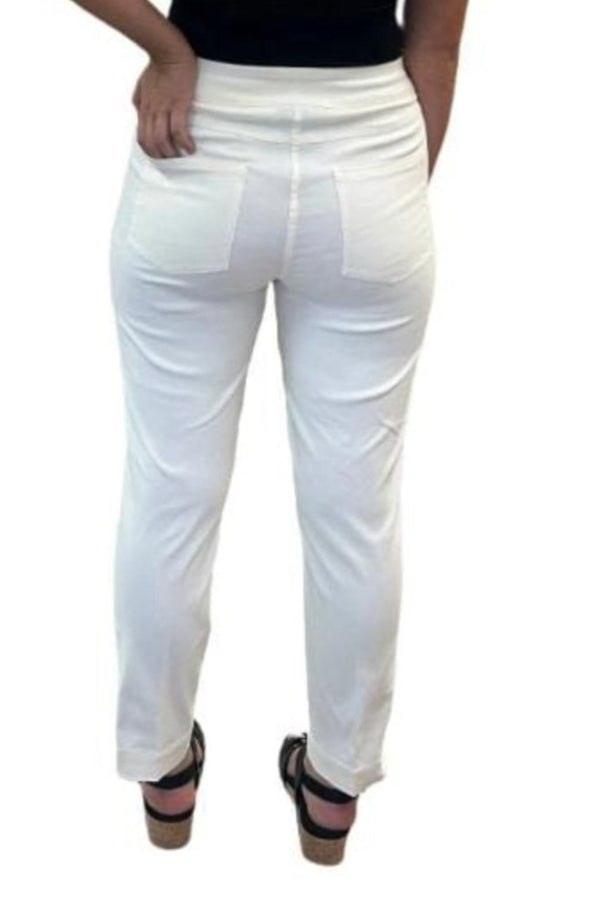 Pants Slimsations Pull On Ankle Pant Strap Hem Vents in Ivory Slimsations