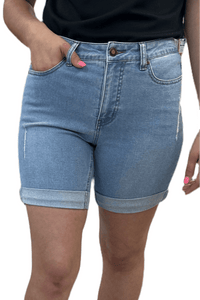 Shorts Slimsations Pull On Cuffed Denim Shorts Light Indigo / 4 Slimsations