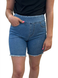 Shorts Slimsations Pull On Fringe Denim Shorts Slimsations