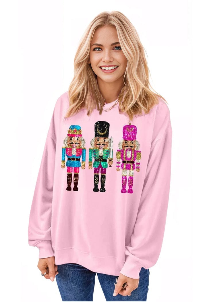 Christmas top Nutcracker Round Neck Long Sleeve Sweatshirt Trendsi