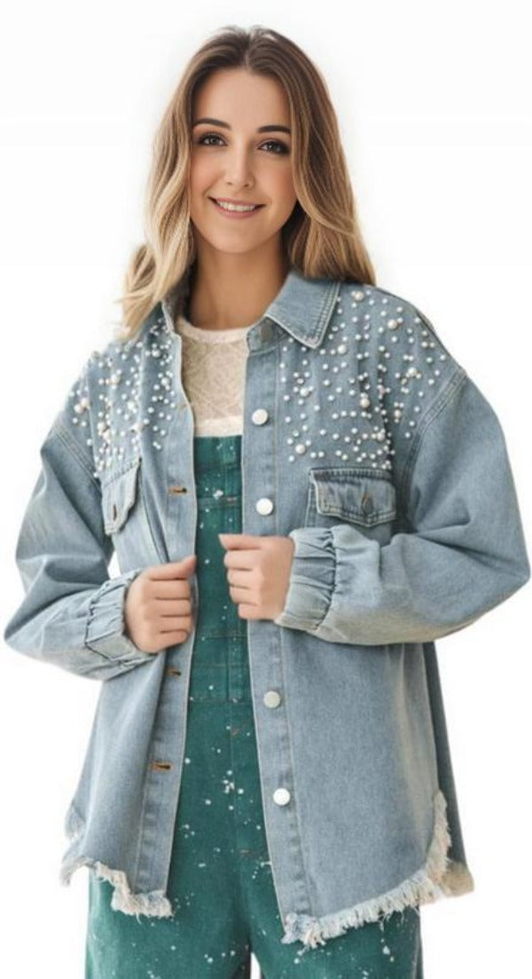 Trendsi Dropped Shoulder Denim Jacket with Pockets Light / 2XL