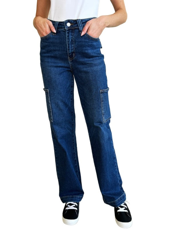 Jeans Judy Blue Full Size High Waist Straight Cargo Jeans Trendsi
