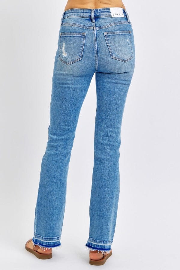 Jeans Judy Blue Mid Rise Destroyed Hem Distressed Jeans Trendsi