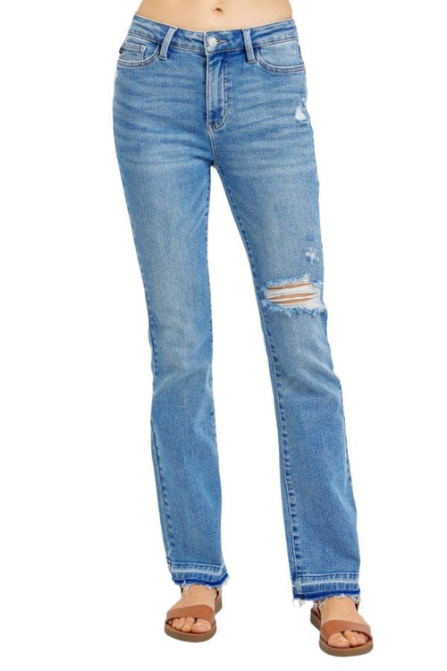 Jeans Judy Blue Mid Rise Destroyed Hem Distressed Jeans Medium / 0(24) Trendsi