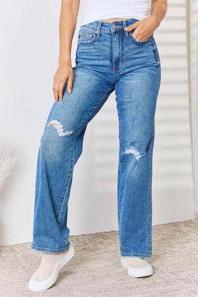 Judy Blue Hailey Tummy Control Cropped Wide Leg Jeans