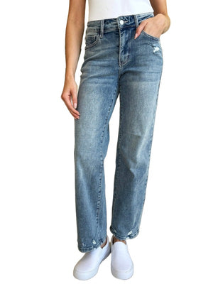 Jeans Judy Blue Full Size High Waist Distressed Straight Jeans Medium / 3/26 Trendsi