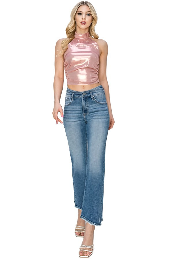 Jeans RISEN High Rise Slim Straight Jeans Trendsi