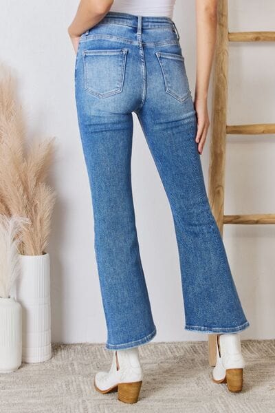 RISEN RDP5537 Medium High Rise Knee Distressed Flare Jeans - Main Street  Boutique