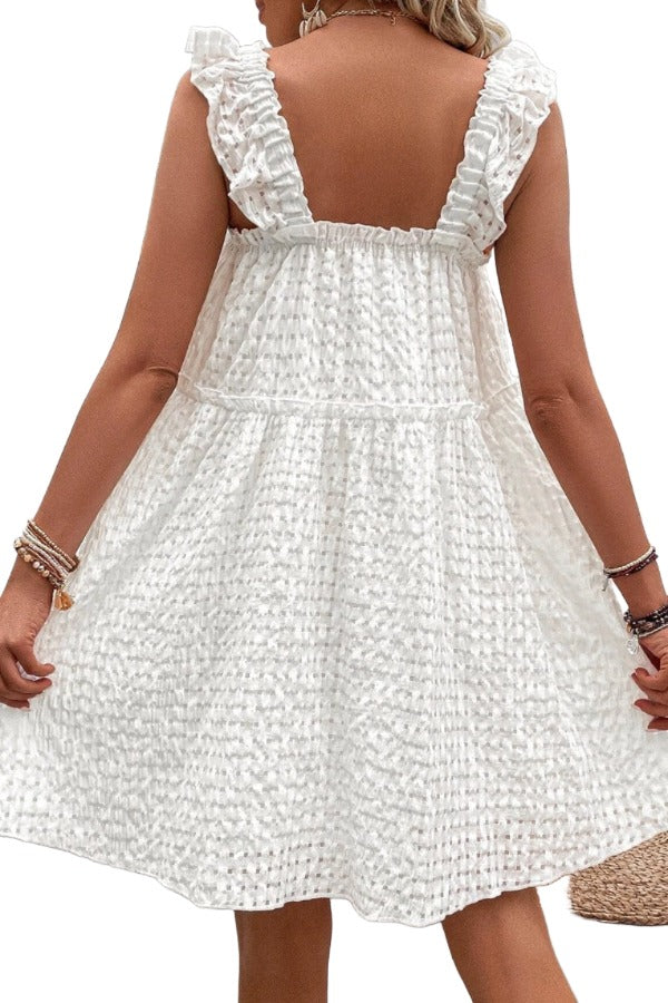 Ruffled Square Neck Wide Strap Dress Trendsi